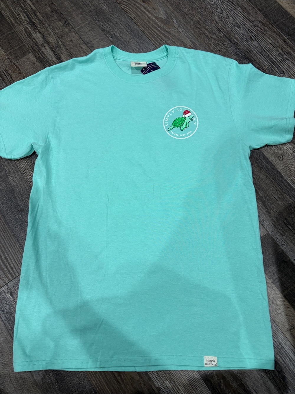 Simply Southern Mint Green Short Sleeve Tee with Shell Tree Graphic - Picture 3 of 4